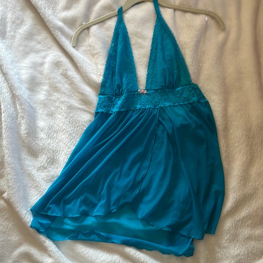 VS Lacie collection halter sheer slip with hook closure at neck. Size medium